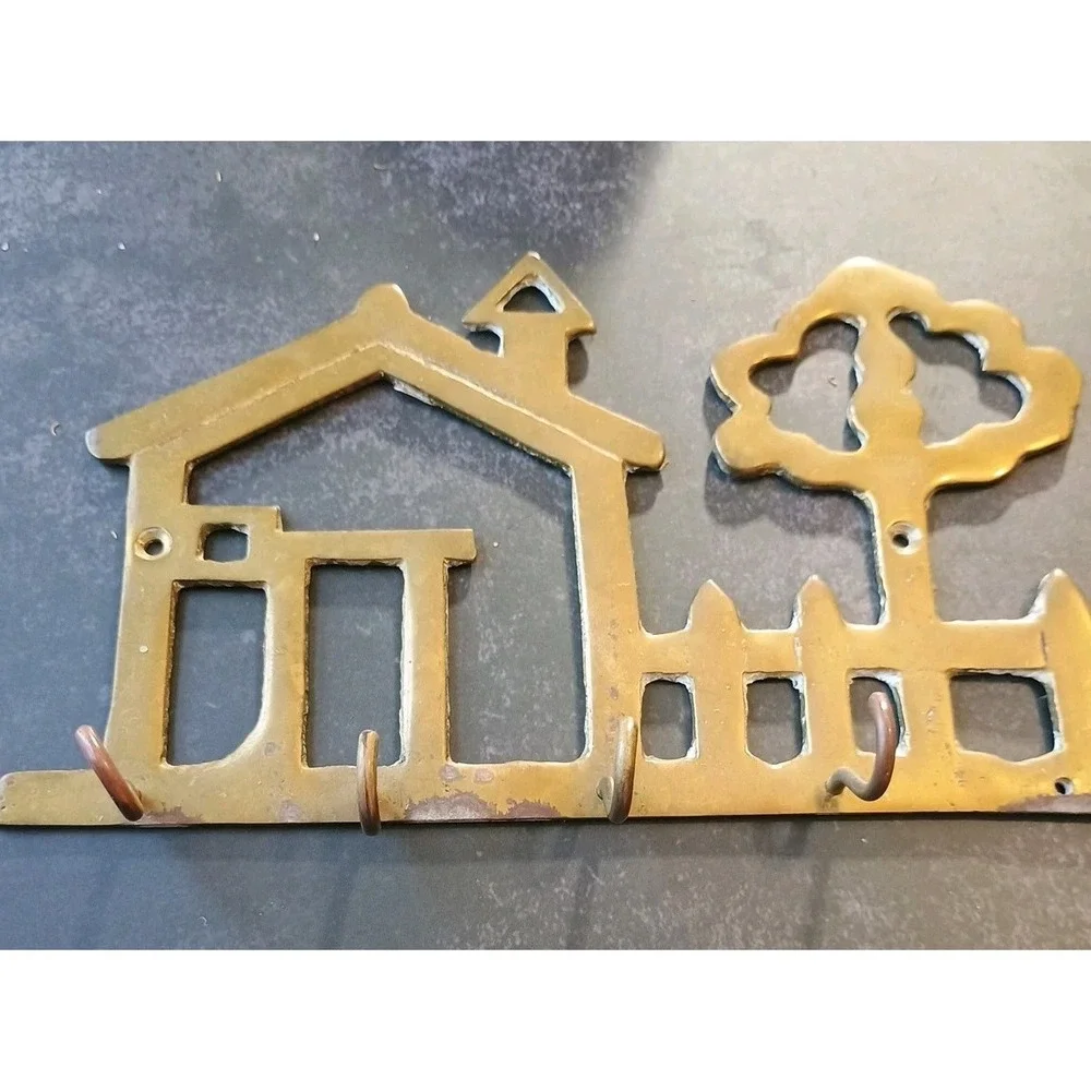 Vintage Brass Cottagecore Wall Key‎ Hook House Tree